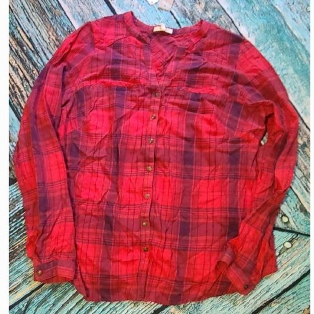 Maurices Red Plaid Button Front Shirt - NWT 0x Grunge Revival Punk Sporty